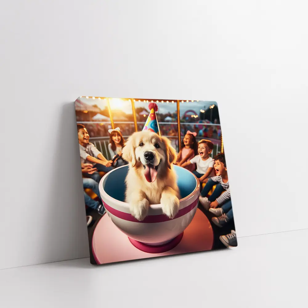Golden Retriever Party Hat Teacup Ride Kids – Wall Art