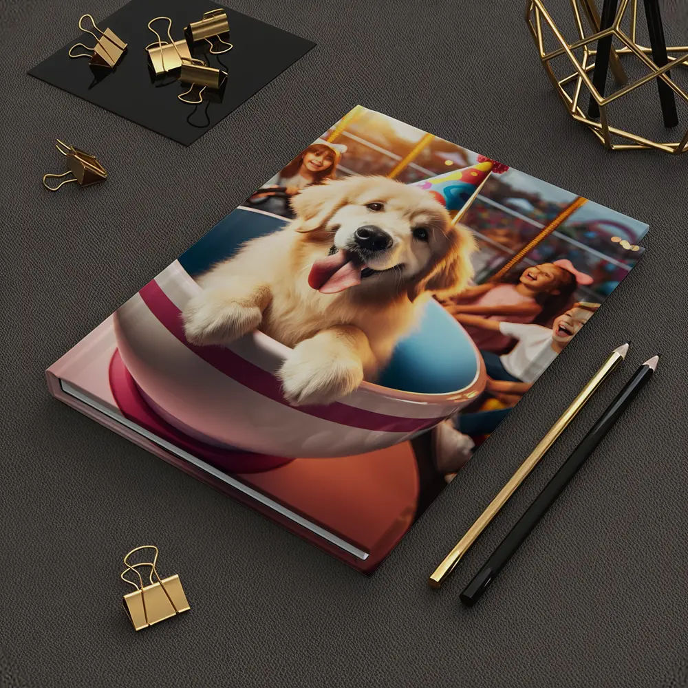 Golden Retriever Party Hat Teacup Ride Kids – Notebooks