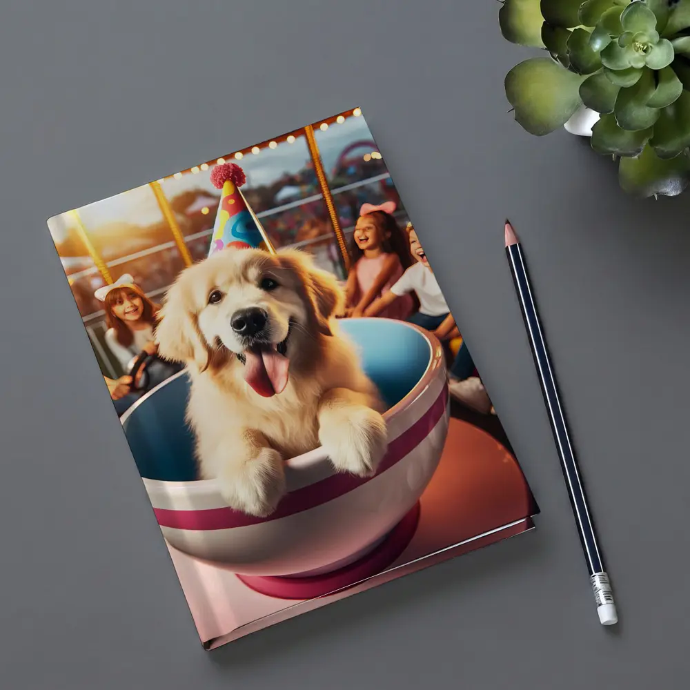 Golden Retriever Party Hat Teacup Ride Kids – Notebooks
