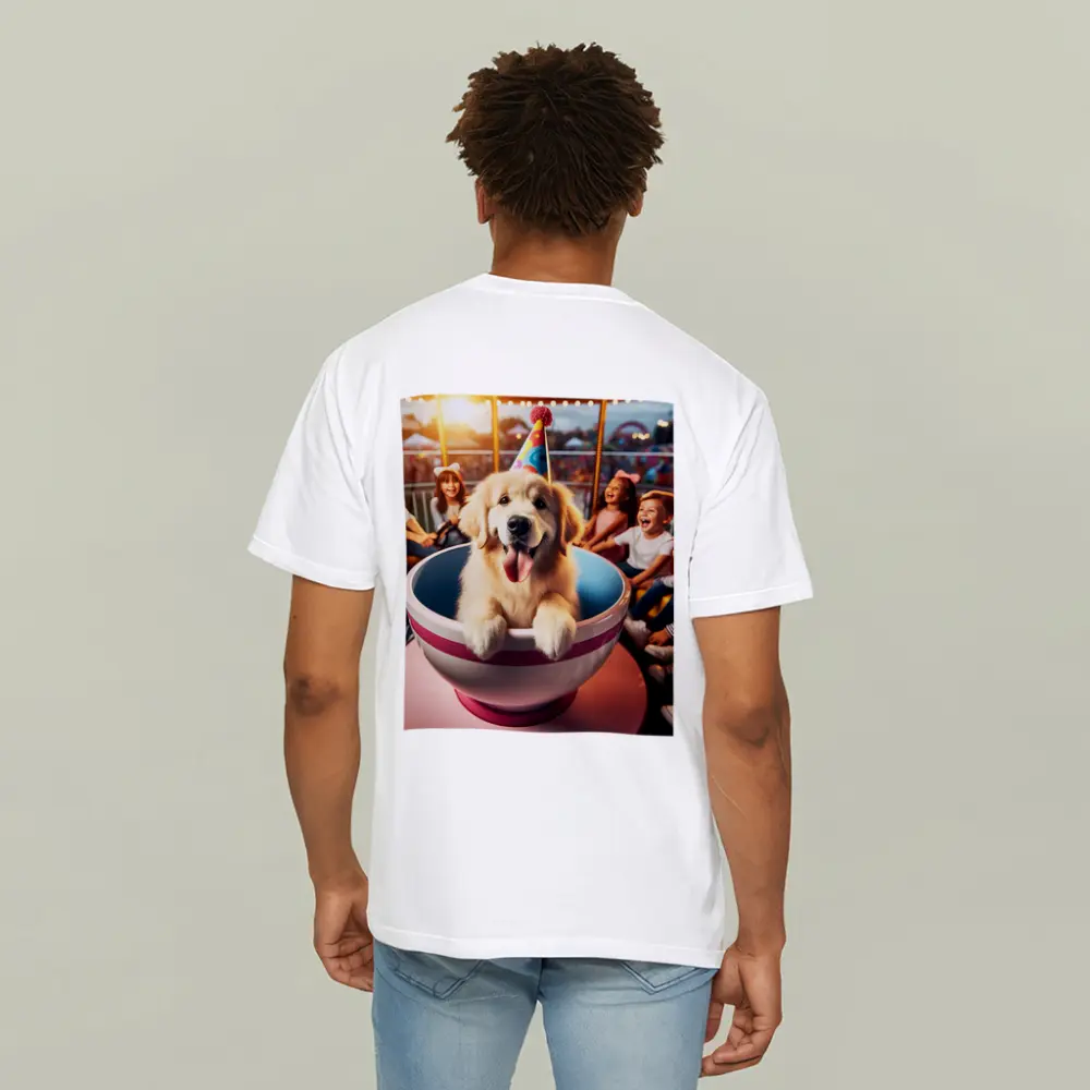 Golden Retriever Party Hat Teacup Ride Kids – T-Shirts