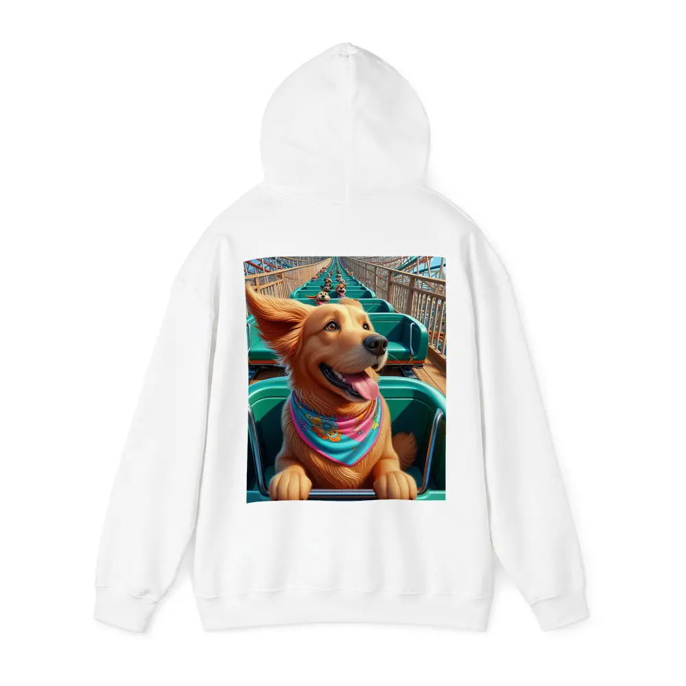 Golden Retriever Riding Roller Coaster Cartoon – Hoodies