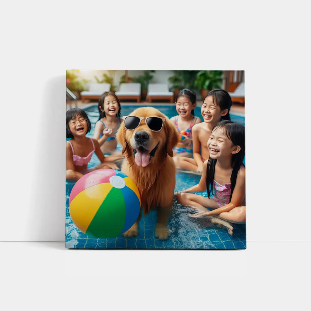 Golden Retriever Sunglasses Kids Pool Party – Wall Art