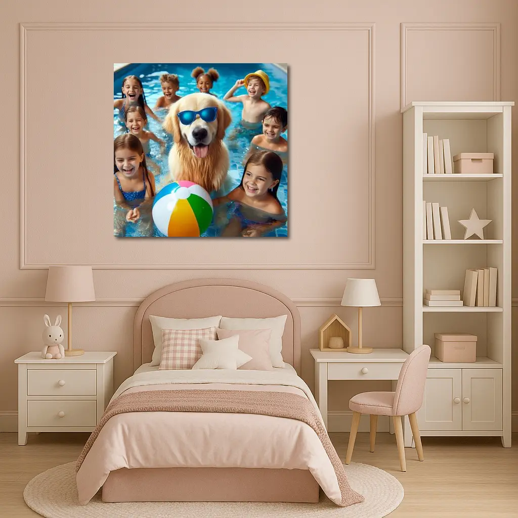 Golden Retriever Sunglasses Kids Pool Party – Wall Art