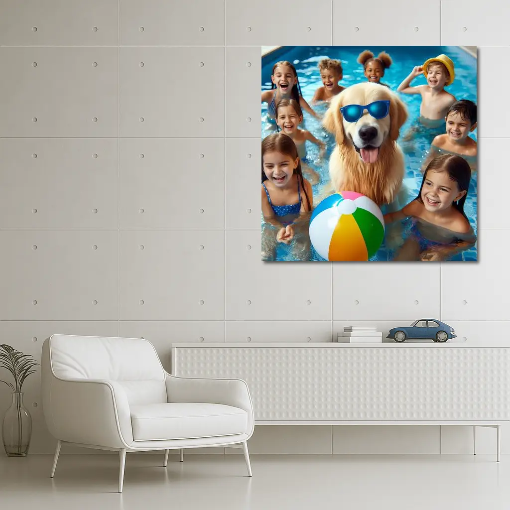 Golden Retriever Sunglasses Kids Pool Party – Wall Art