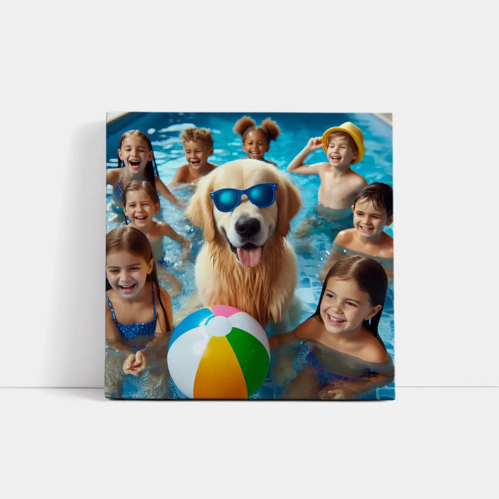 Golden Retriever Sunglasses Kids Pool Party – Wall Art