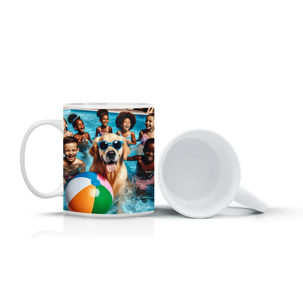 Golden Retriever With Sunglasses Pool Party – Mugs
