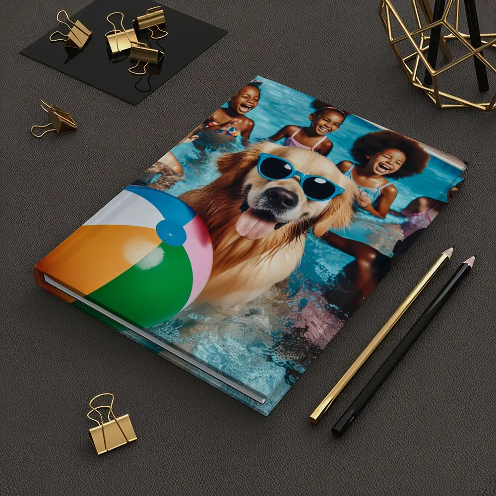 Golden Retriever With Sunglasses Pool Party – Notebooks