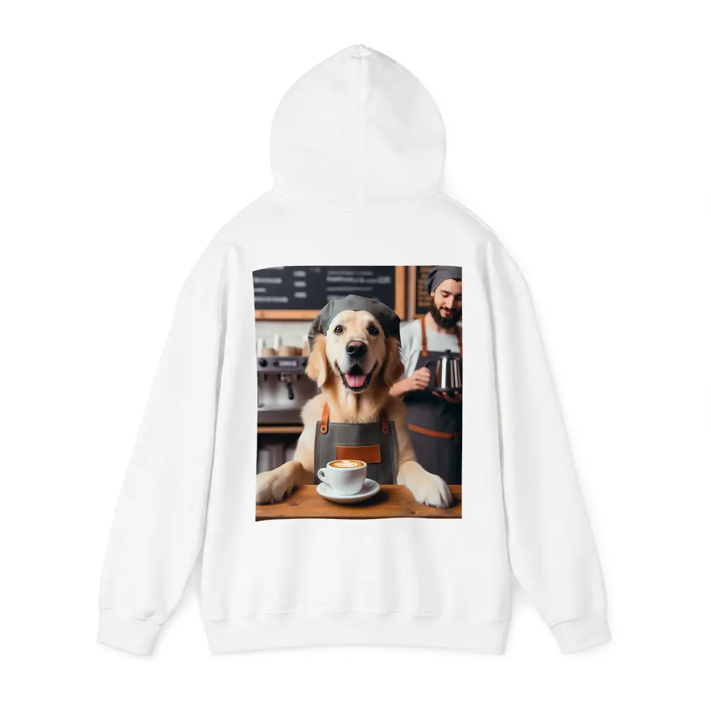 Golden Retriever Barista In Coffee Shop – Hoodies