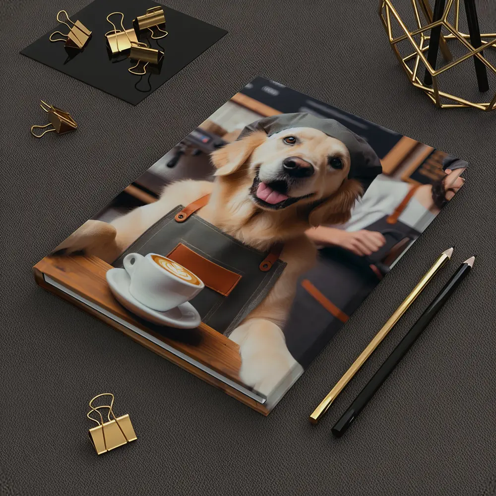 Golden Retriever Barista In Coffee Shop – Notebooks