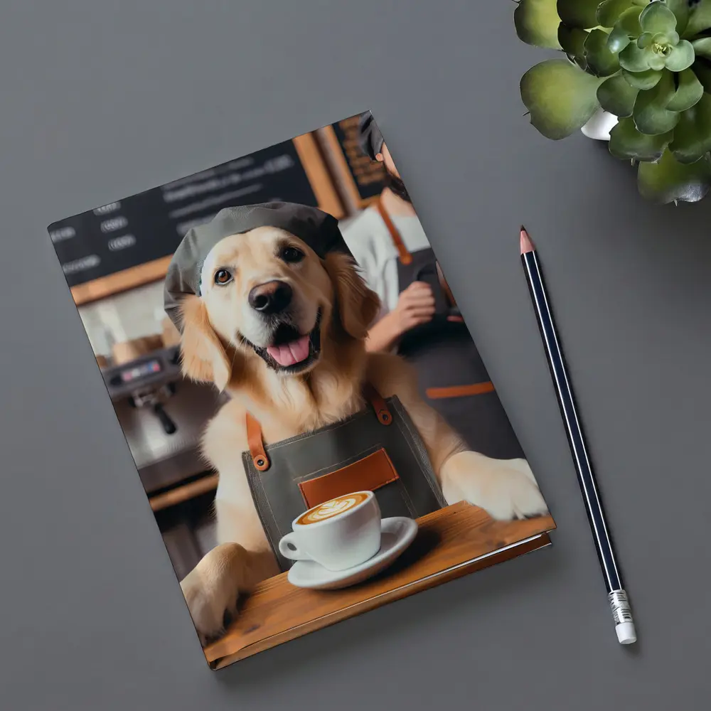 Golden Retriever Barista In Coffee Shop – Notebooks