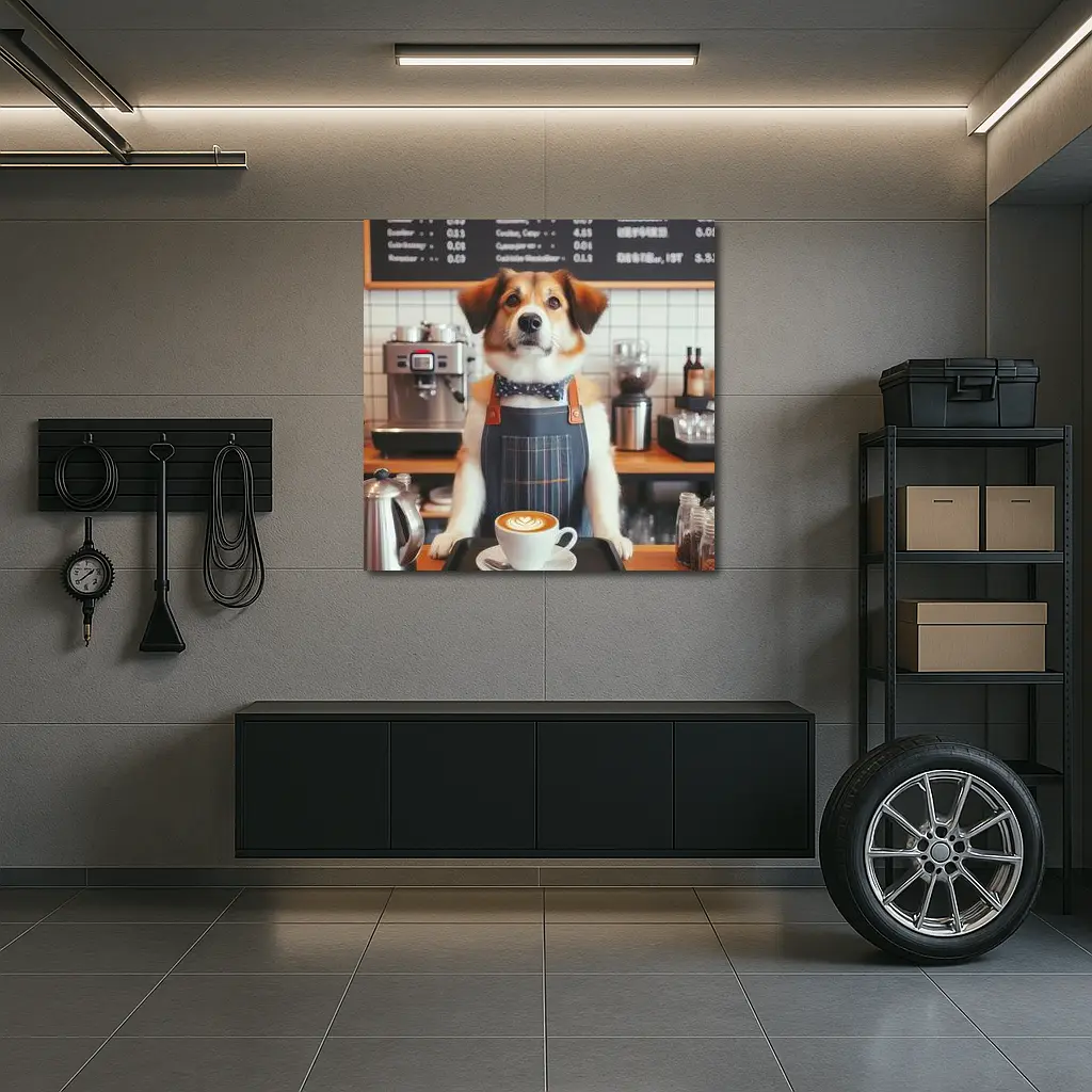 Dog Barista Serving Coffee In Cafe – Wall Art