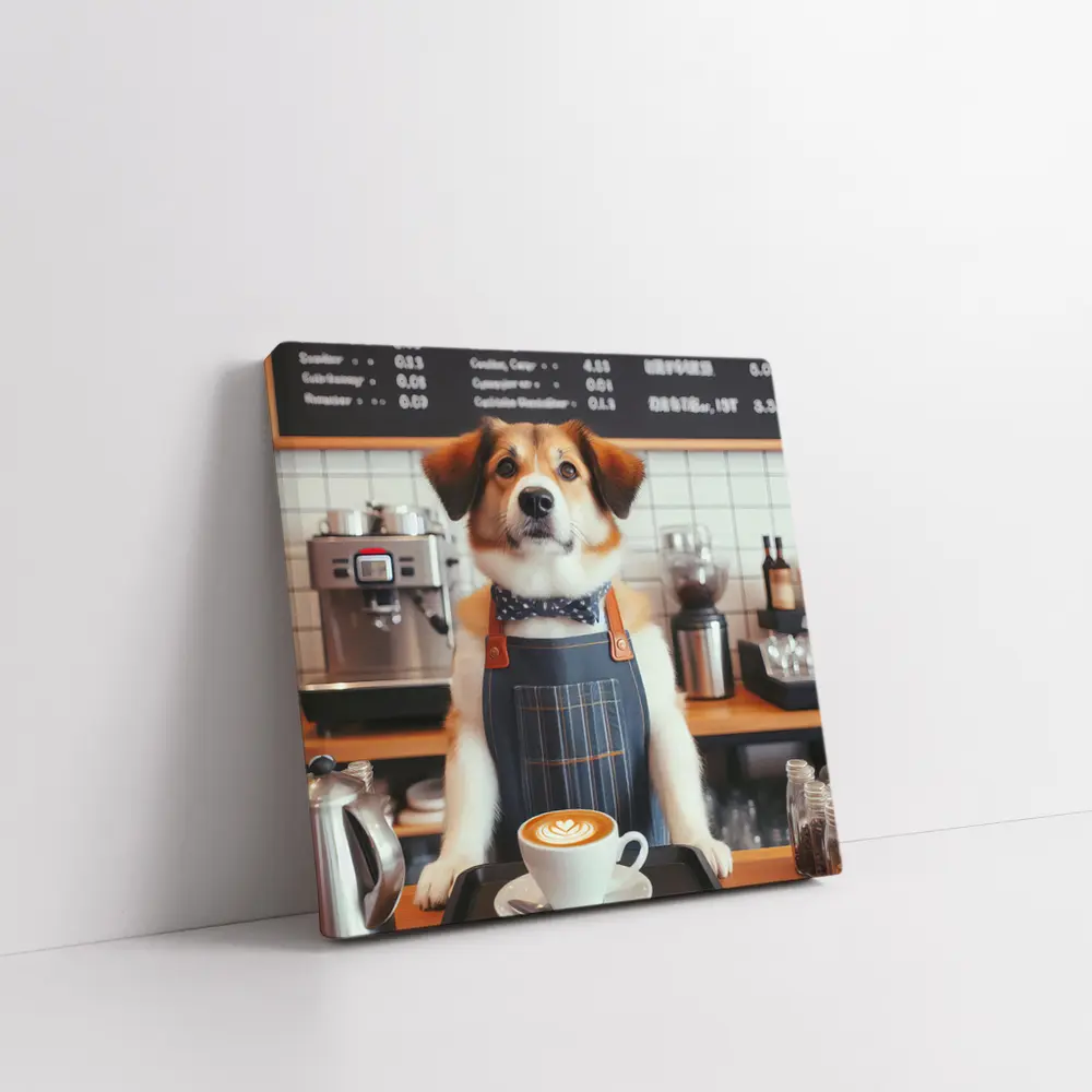 Dog Barista Serving Coffee In Cafe – Wall Art