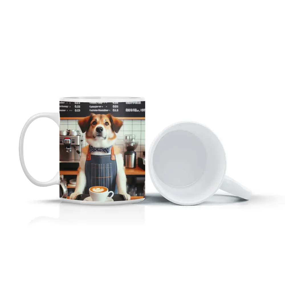 Dog Barista Serving Coffee In Cafe – Mugs