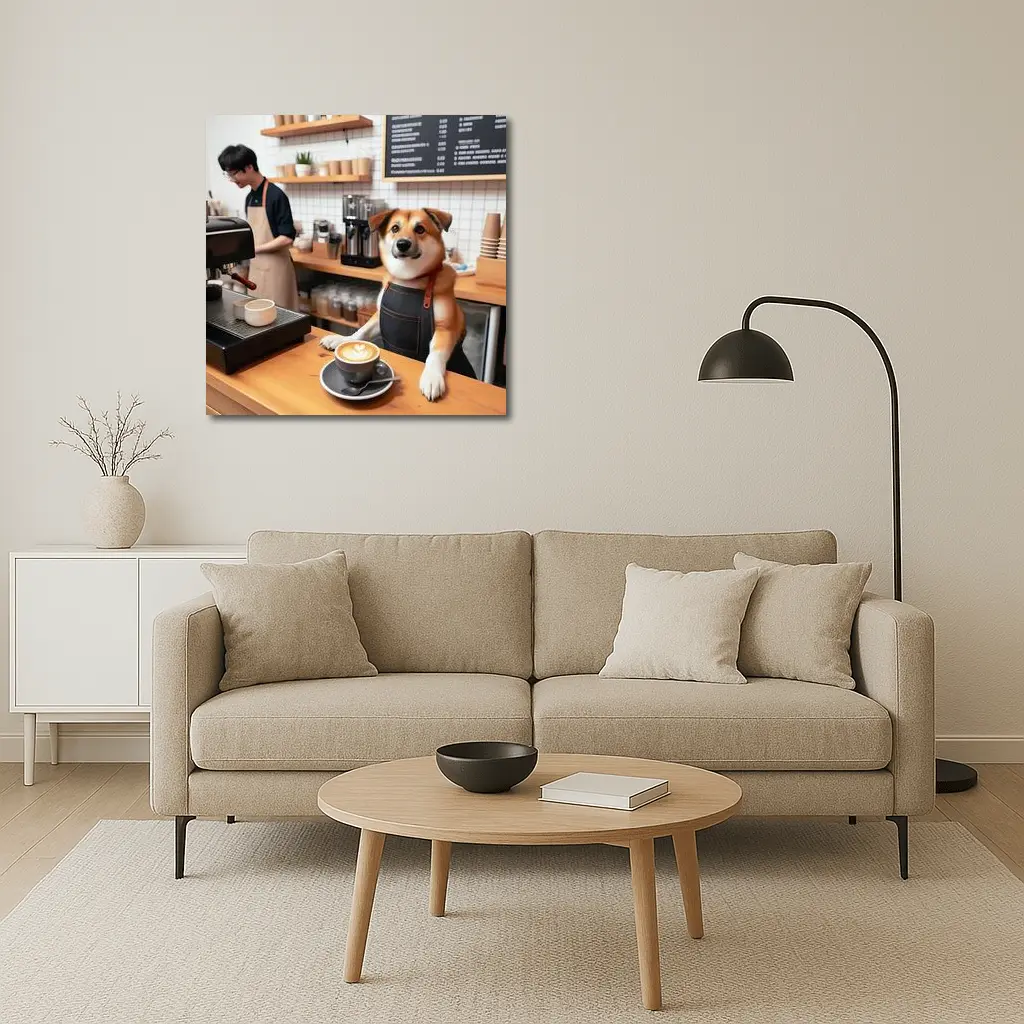 Shiba Inu Barista Dog Coffee Shop – Wall Art