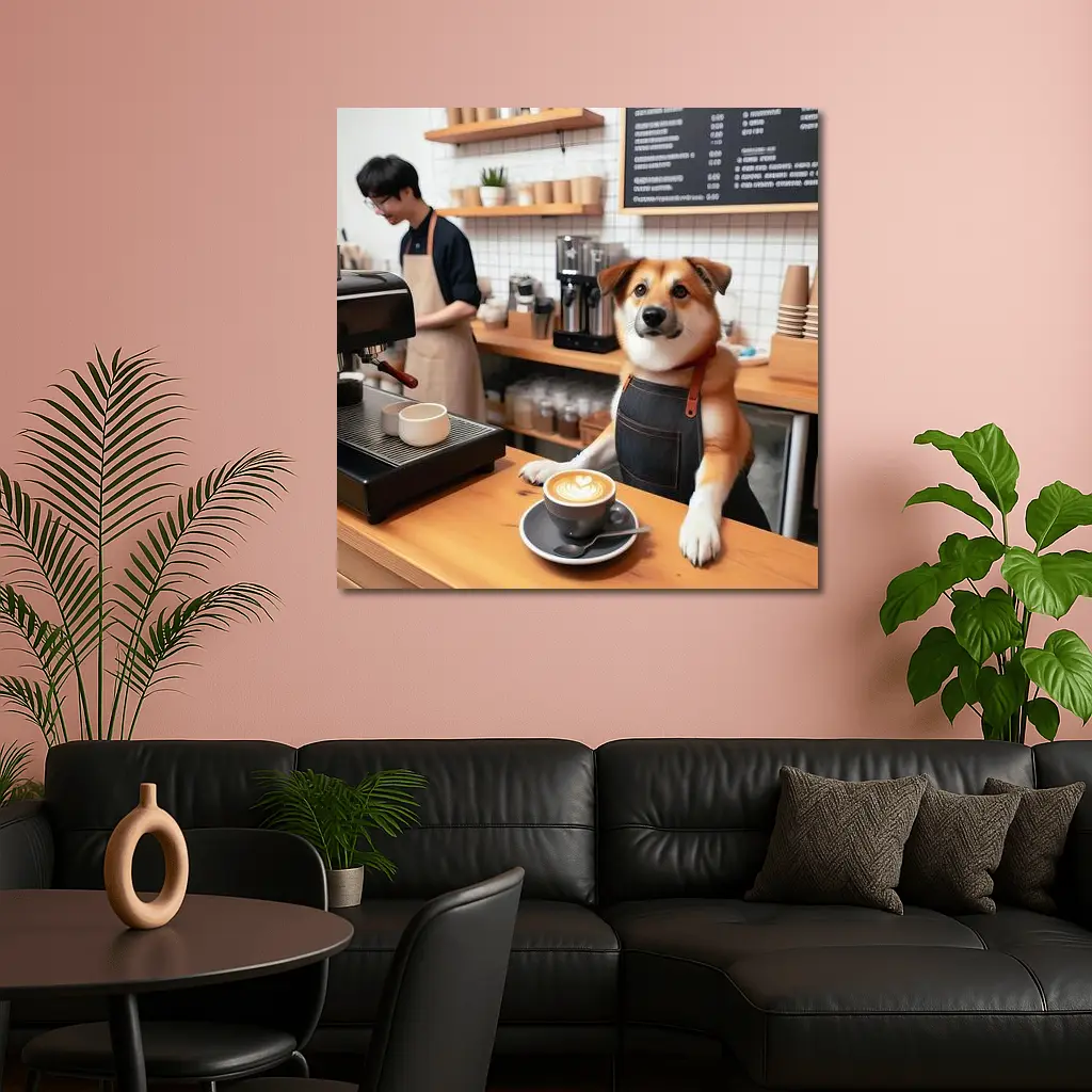 Shiba Inu Barista Dog Coffee Shop – Wall Art