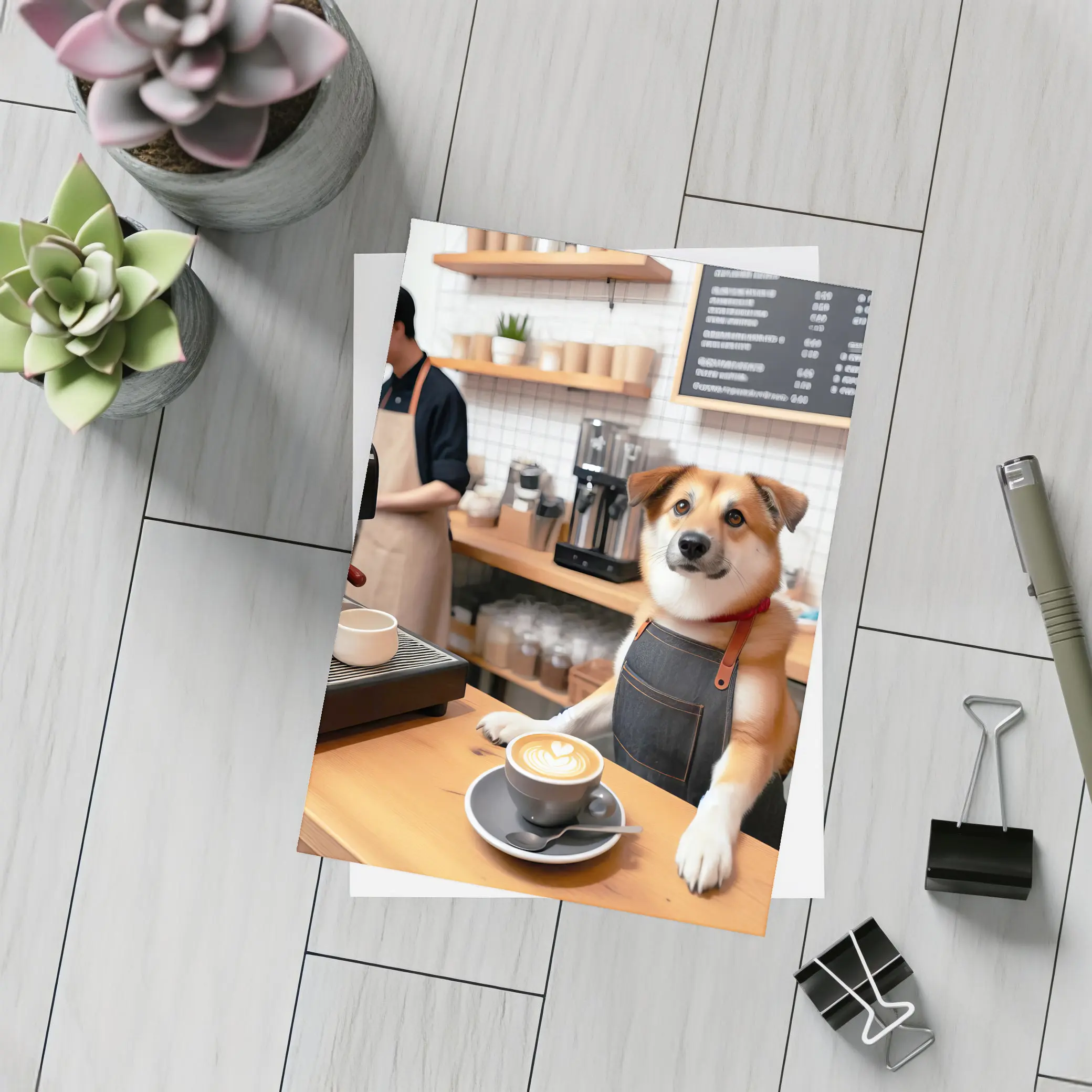 Shiba Inu Barista Dog Coffee Shop – Postcards