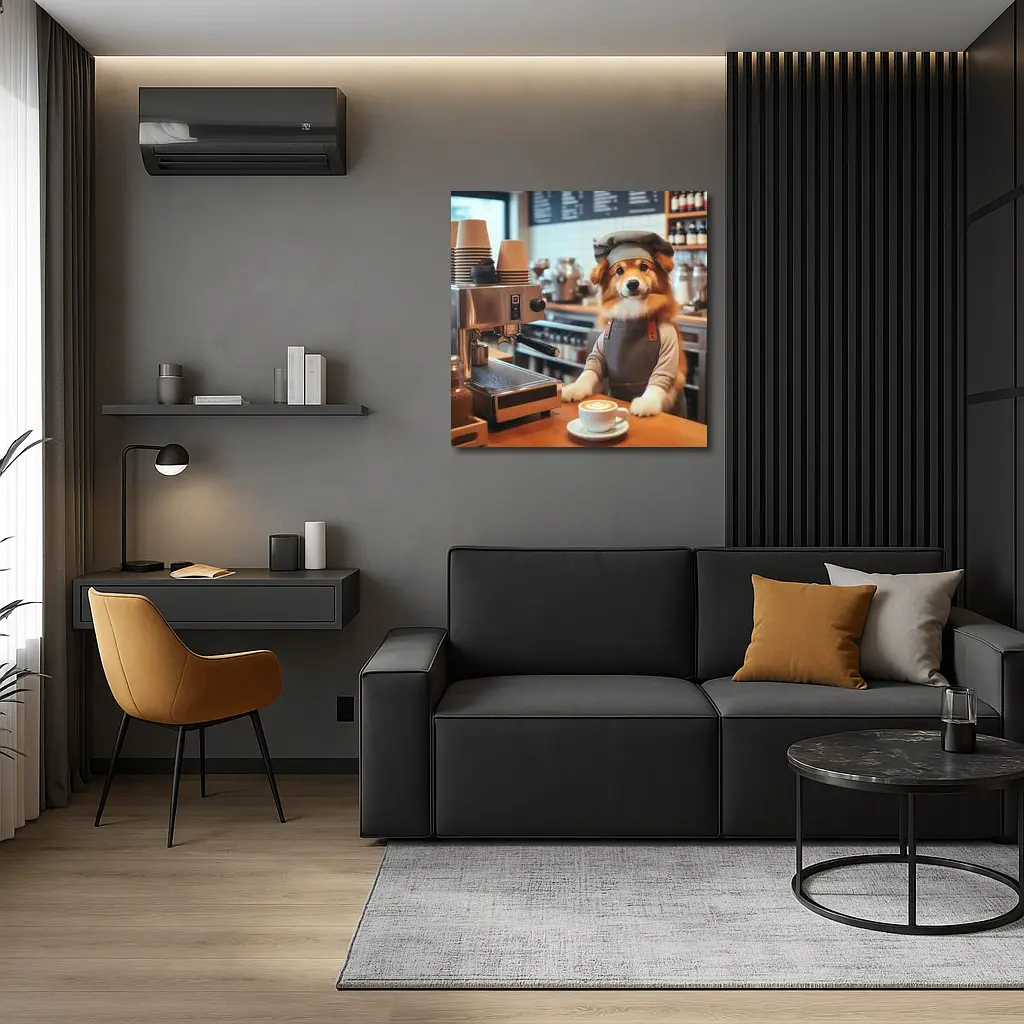 Corgi Barista Dog Working Coffee Shop – Wall Art