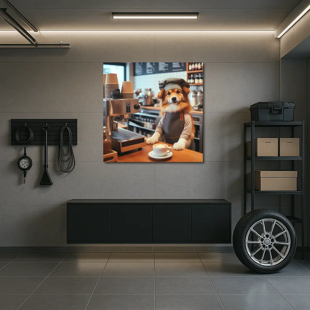 Corgi Barista Dog Working Coffee Shop – Wall Art