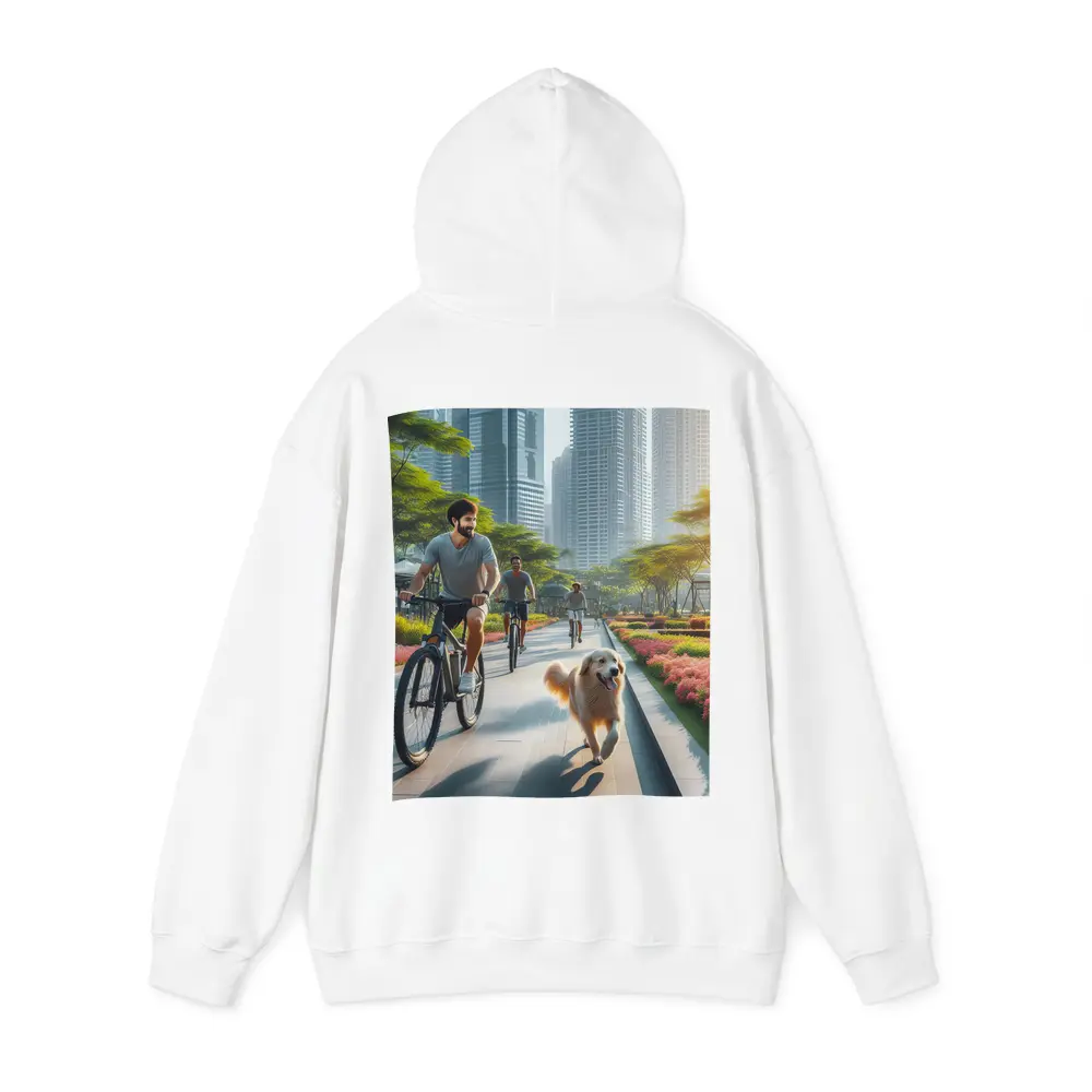 Men Cycling With Golden Retriever City Park – Hoodies