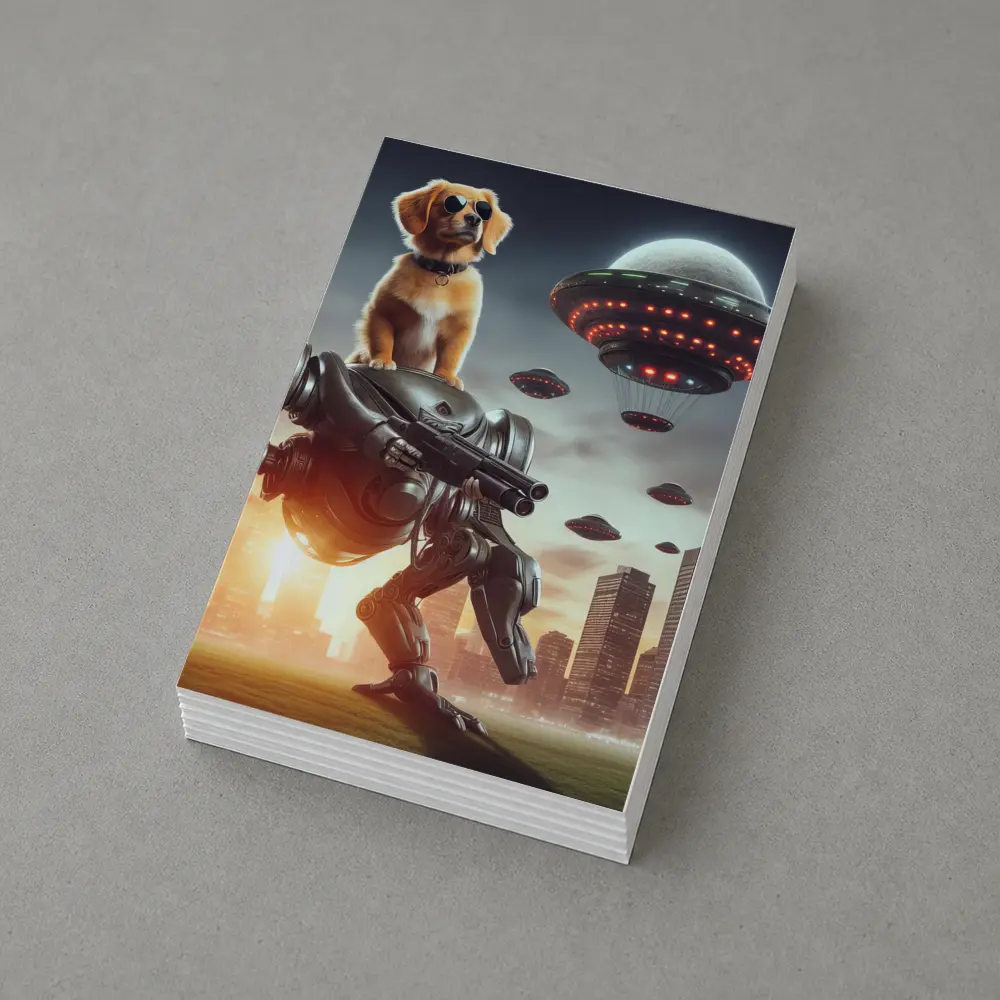 Cool Dog On Robot Mech Alien Invasion – Postcards
