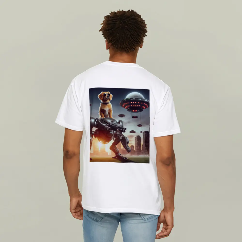 Cool Dog On Robot Mech Alien Invasion – T-Shirts