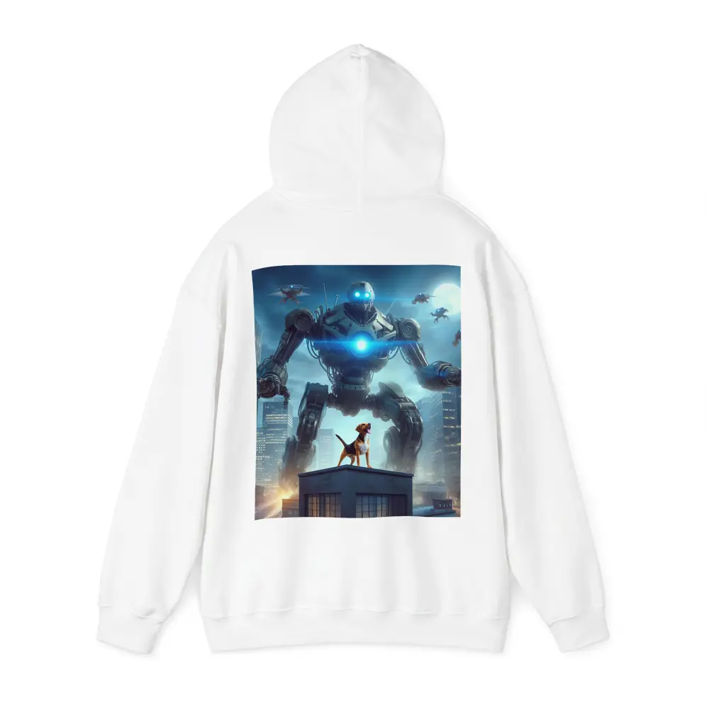 Giant Robot Dog City Night Skyline – Hoodies