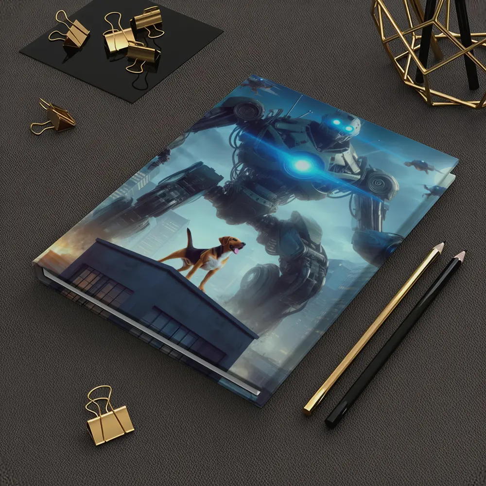 Giant Robot Dog City Night Skyline – Notebooks