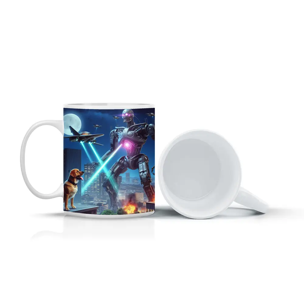 Giant Robot Dog City Night Attack – Mugs