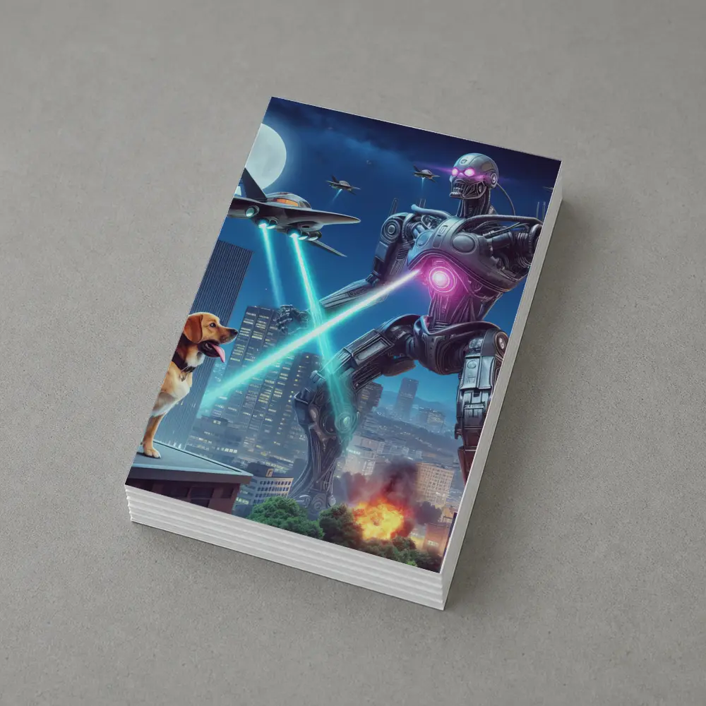 Giant Robot Dog City Night Attack – Postcards