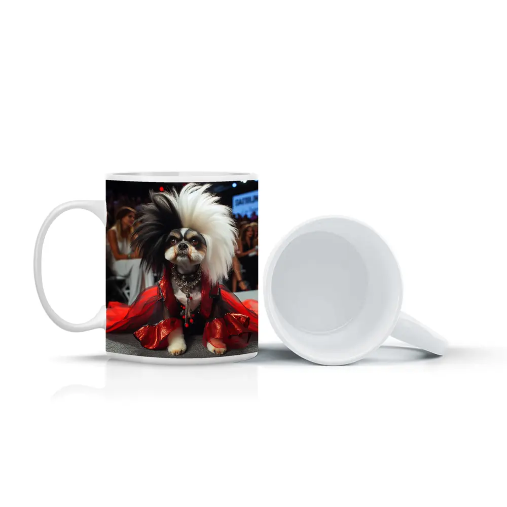Shih Tzu Dog Red Dress Fashion Runway – Mugs
