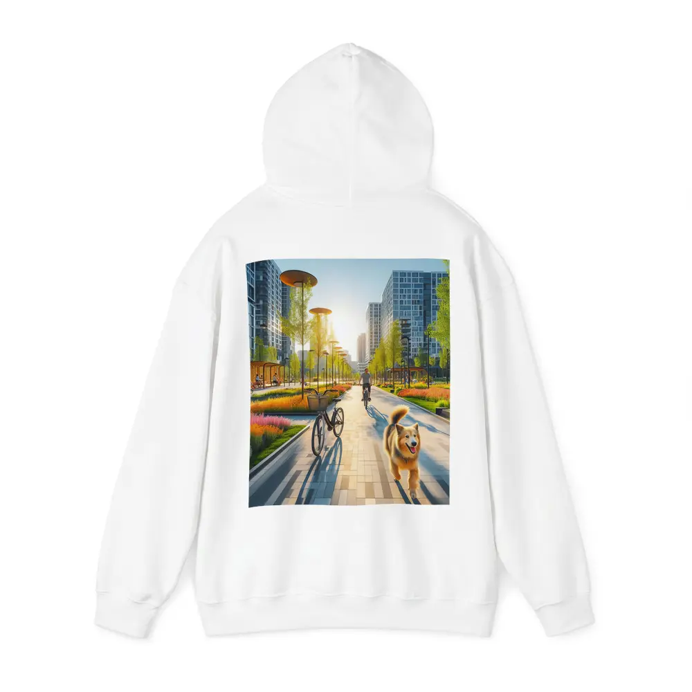 Happy Dog Running Urban Park Cycling Path – Hoodies