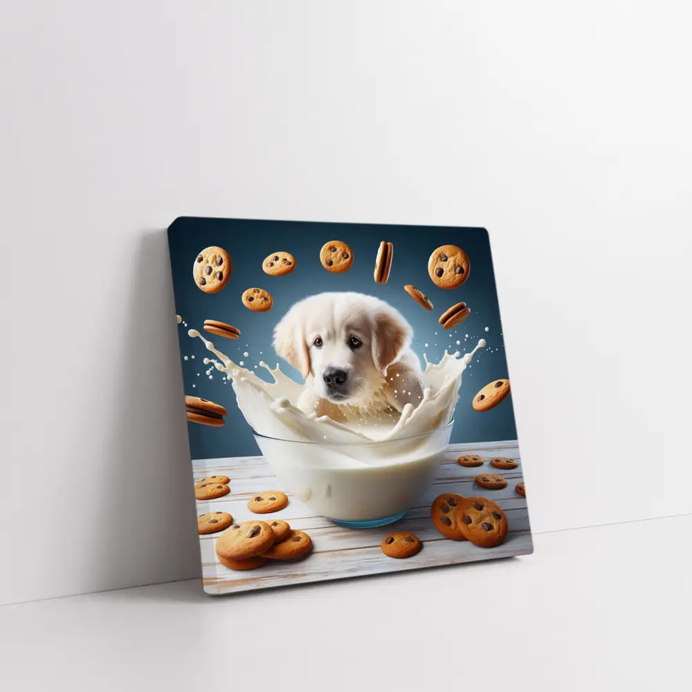 Golden Retriever Puppy Milk Bowl Cookies – Wall Art