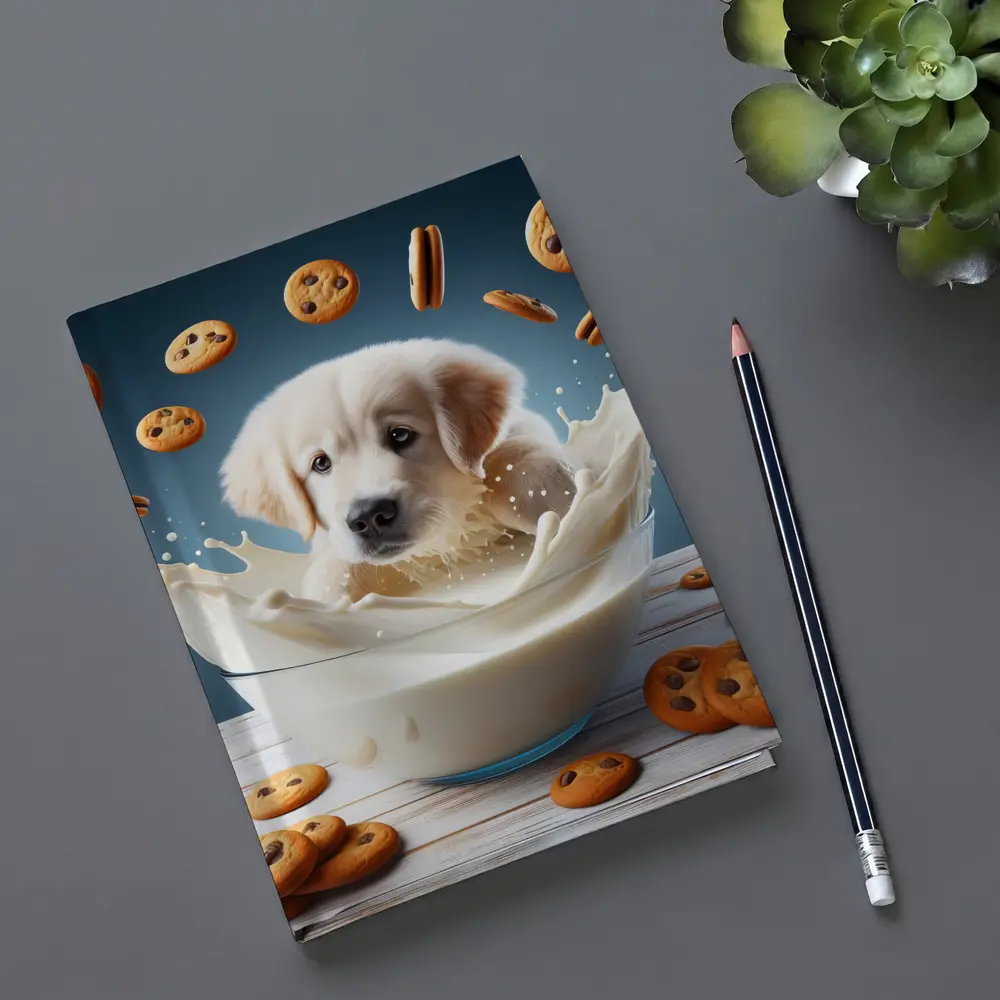 Golden Retriever Puppy Milk Bowl Cookies – Notebooks