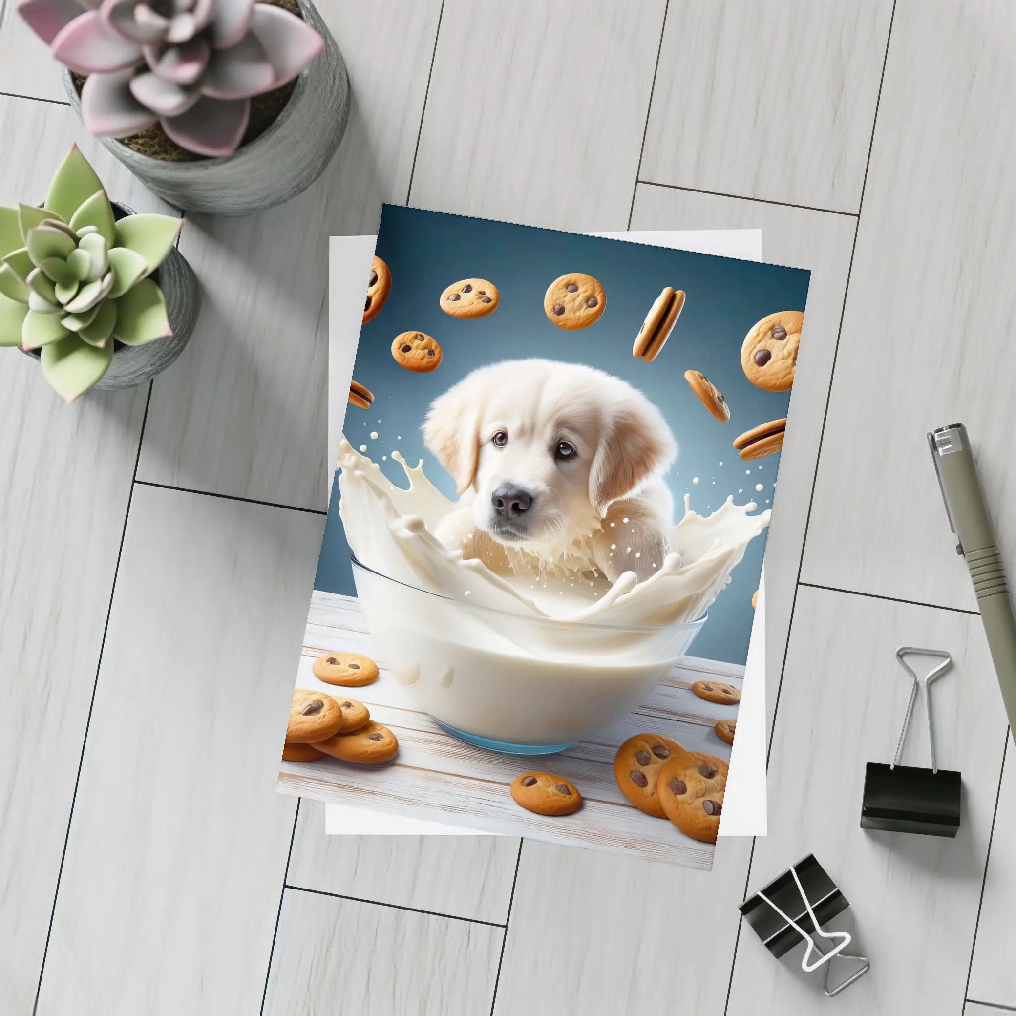 Golden Retriever Puppy Milk Bowl Cookies – Postcards