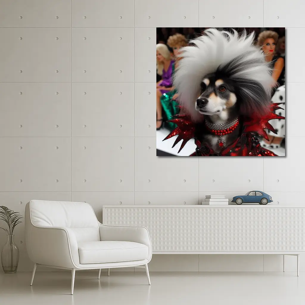 Glamorous Dog Fashion Show Runway Scene – Wall Art