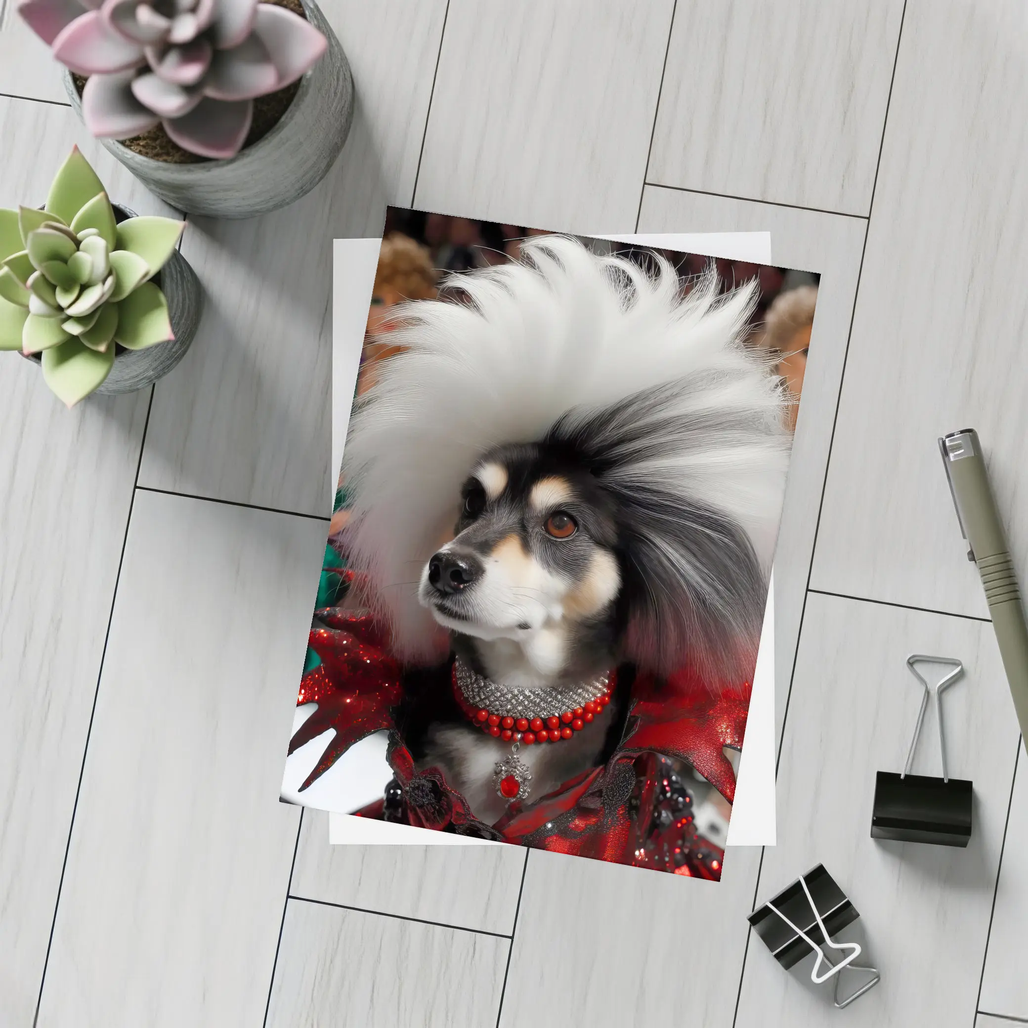 Glamorous Dog Fashion Show Runway Scene – Postcards