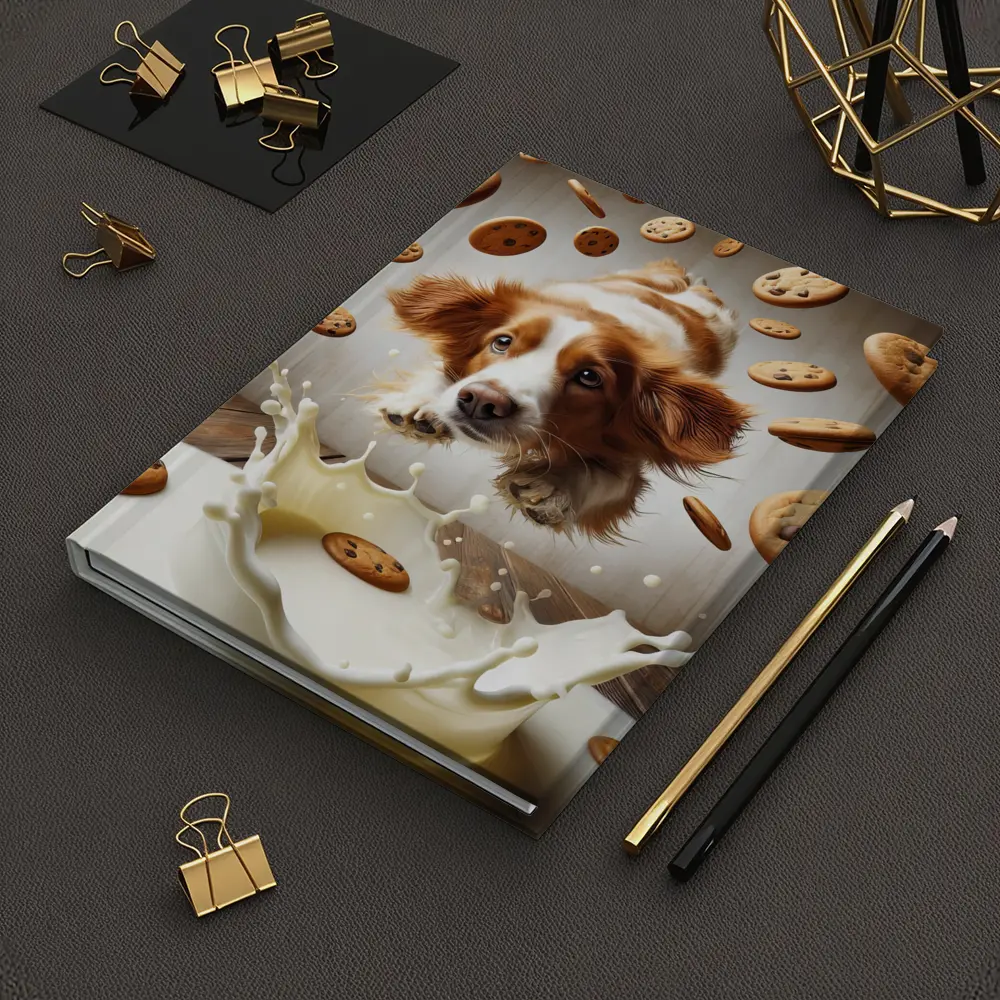Spaniel Dog Diving Into Milk Cookies – Notebooks