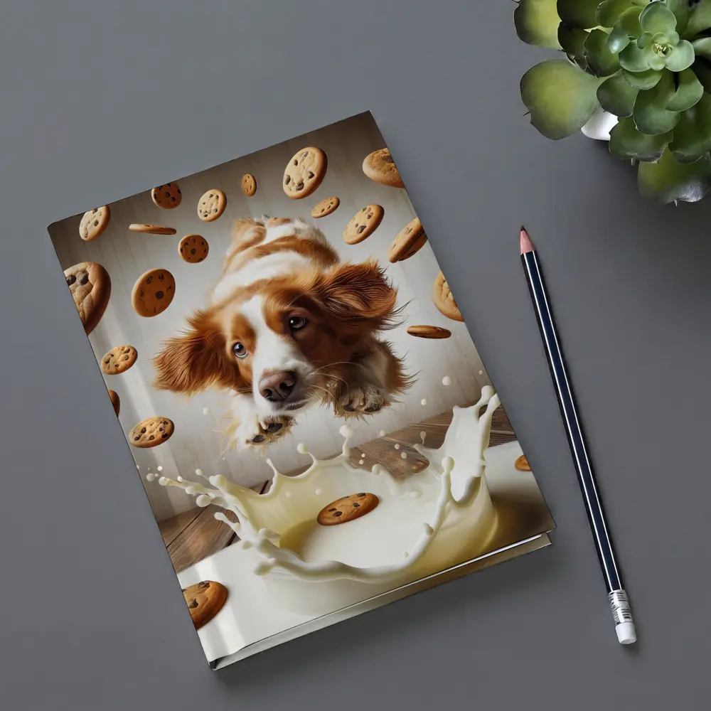 Spaniel Dog Diving Into Milk Cookies – Notebooks