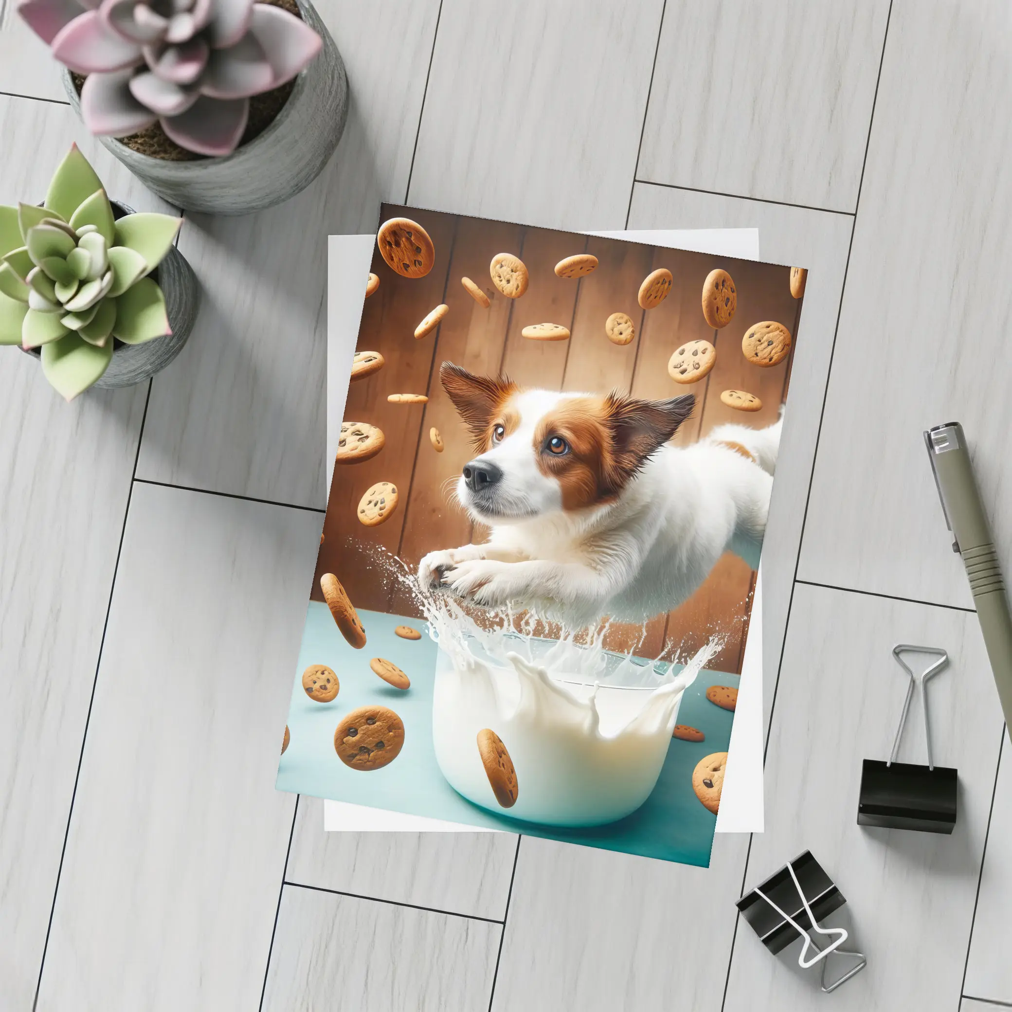 Jack Russell Terrier Jumping Into Milk Cookies – Postcards