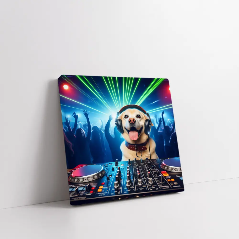 Labrador DJ Dog Party Club Neon – Wall Art