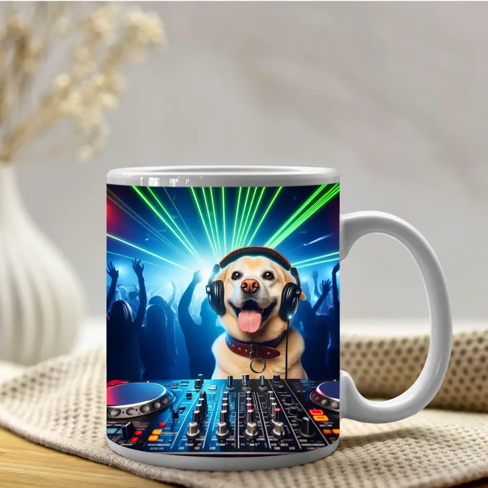 Labrador DJ Dog Party Club Neon – Mugs