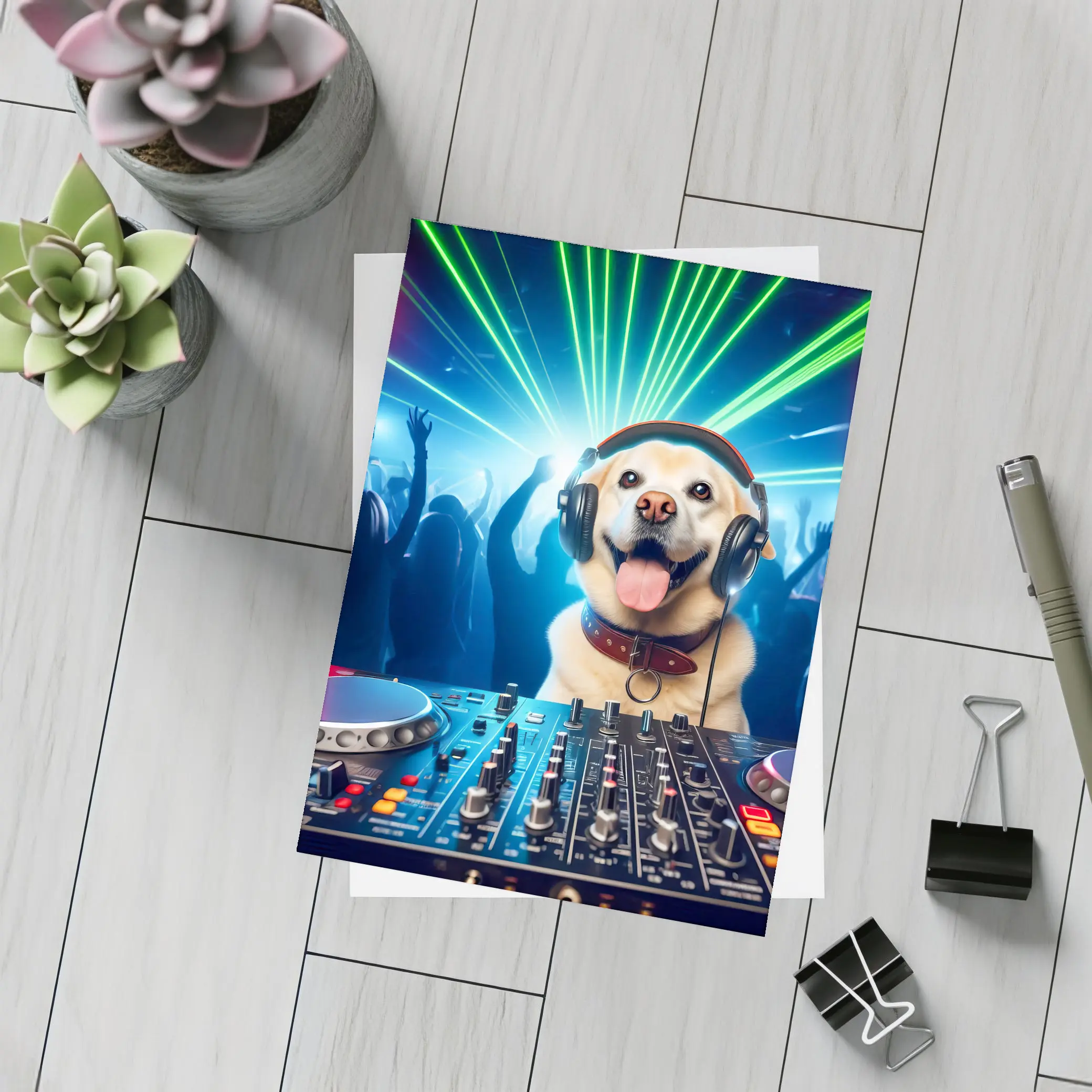 Labrador DJ Dog Party Club Neon – Postcards