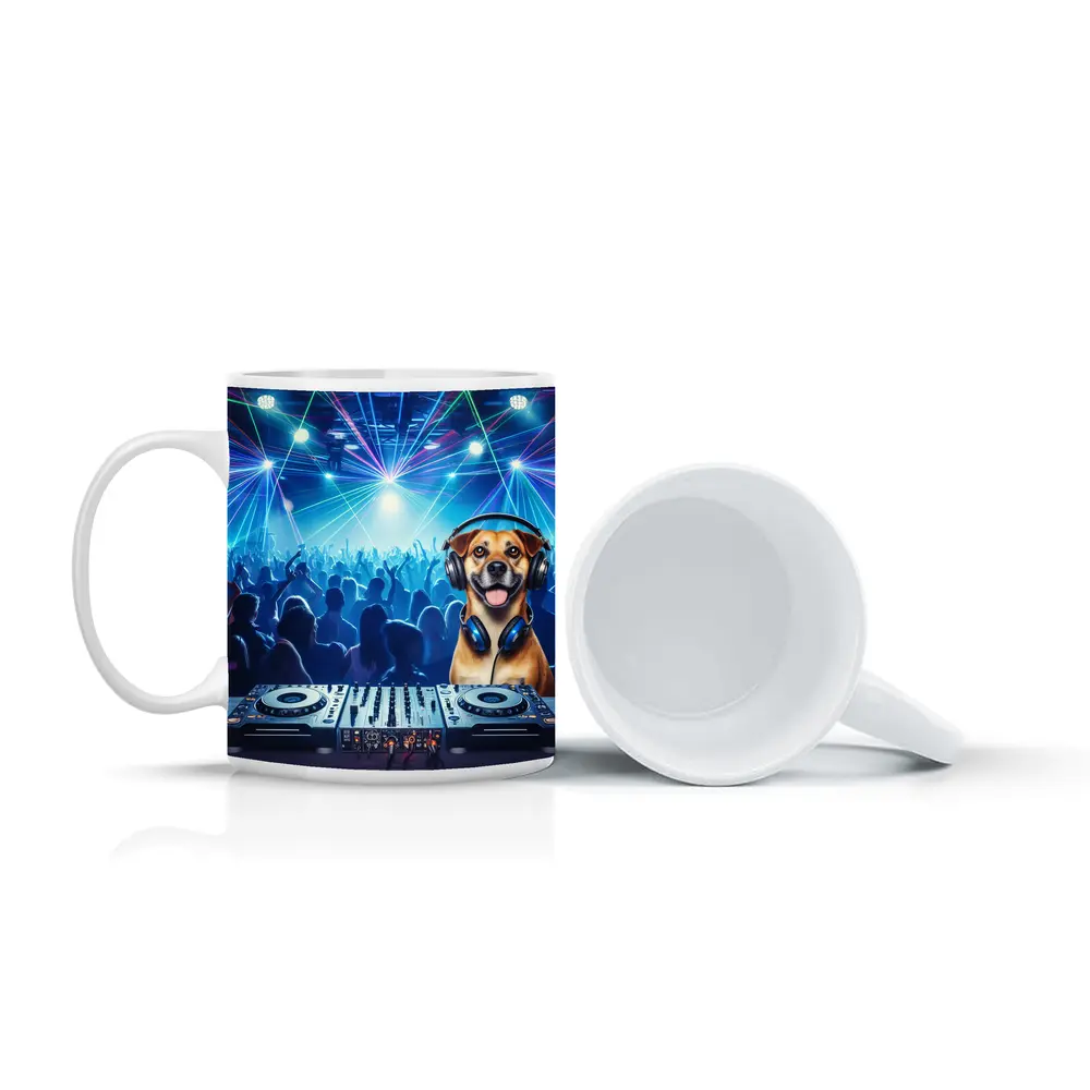 Happy Dog DJ Spinning at Night Club – Mugs