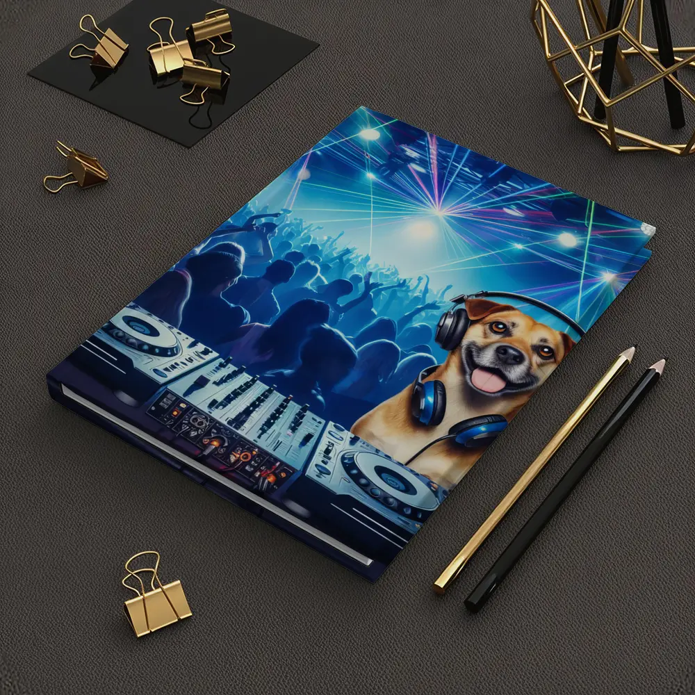 Happy Dog DJ Spinning at Night Club – Notebooks