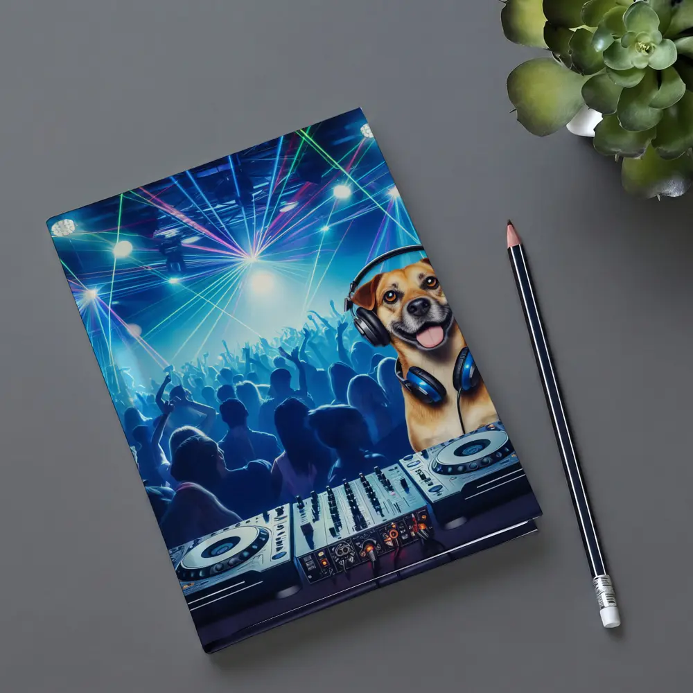 Happy Dog DJ Spinning at Night Club – Notebooks