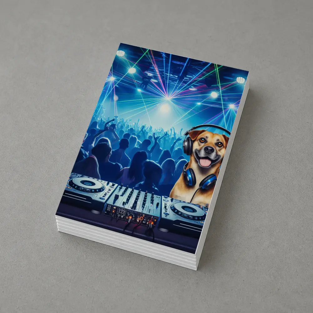Happy Dog DJ Spinning at Night Club – Postcards
