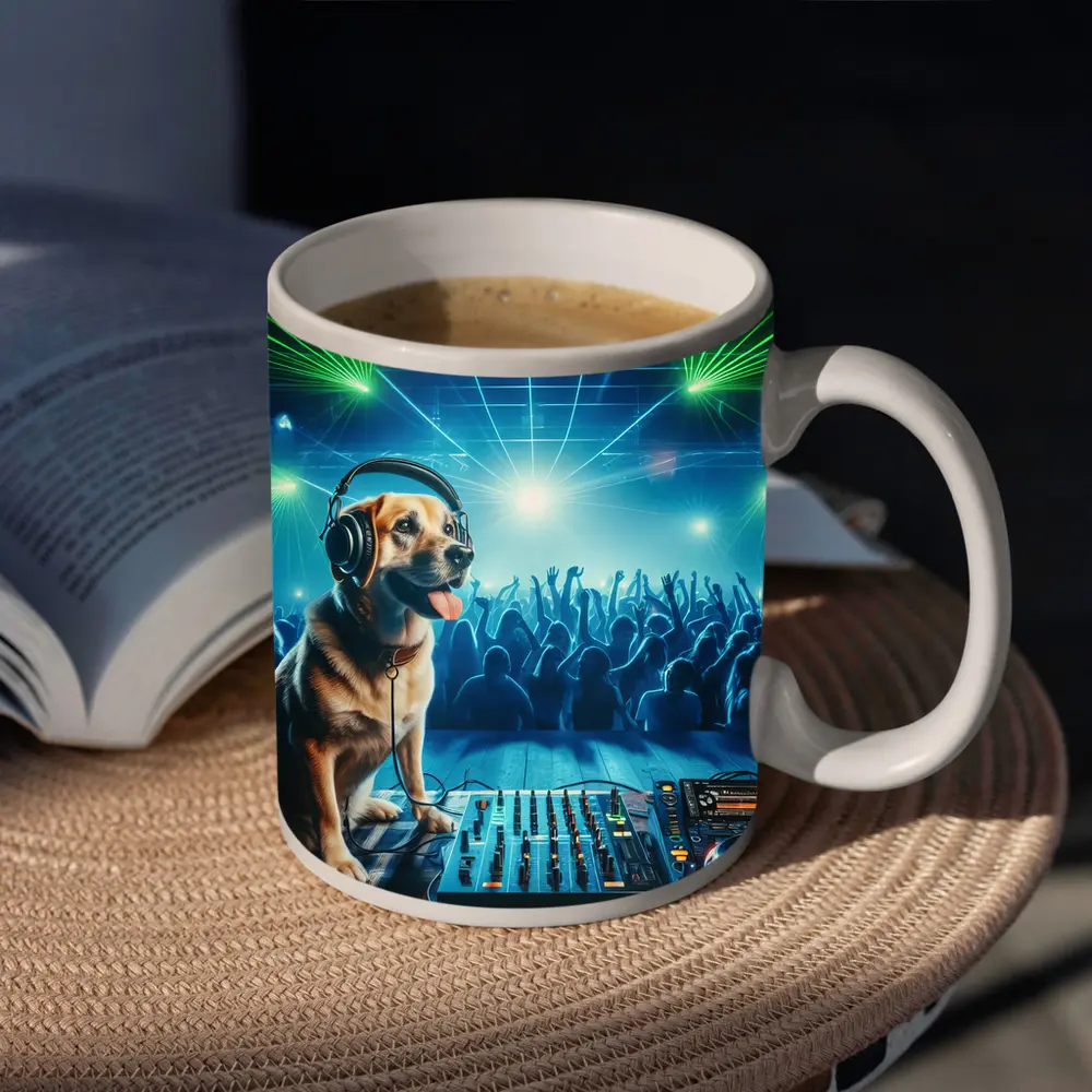 Labrador DJ Dog Nightclub Party Scene – Mugs