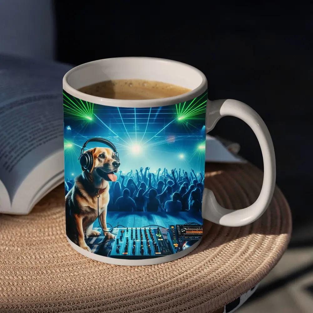 Labrador DJ Dog Nightclub Party Scene – Mugs