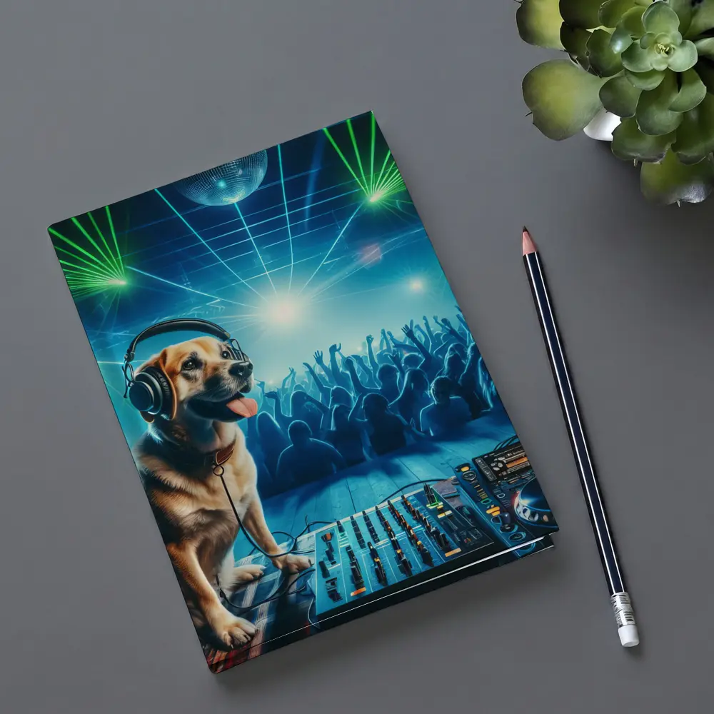 Labrador DJ Dog Nightclub Party Scene – Notebooks