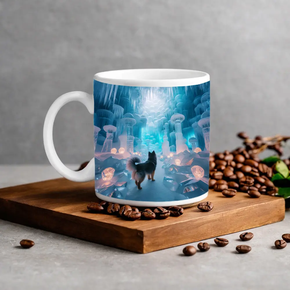 Finnish Spitz Dog In Glowing Ice Cave – Mugs